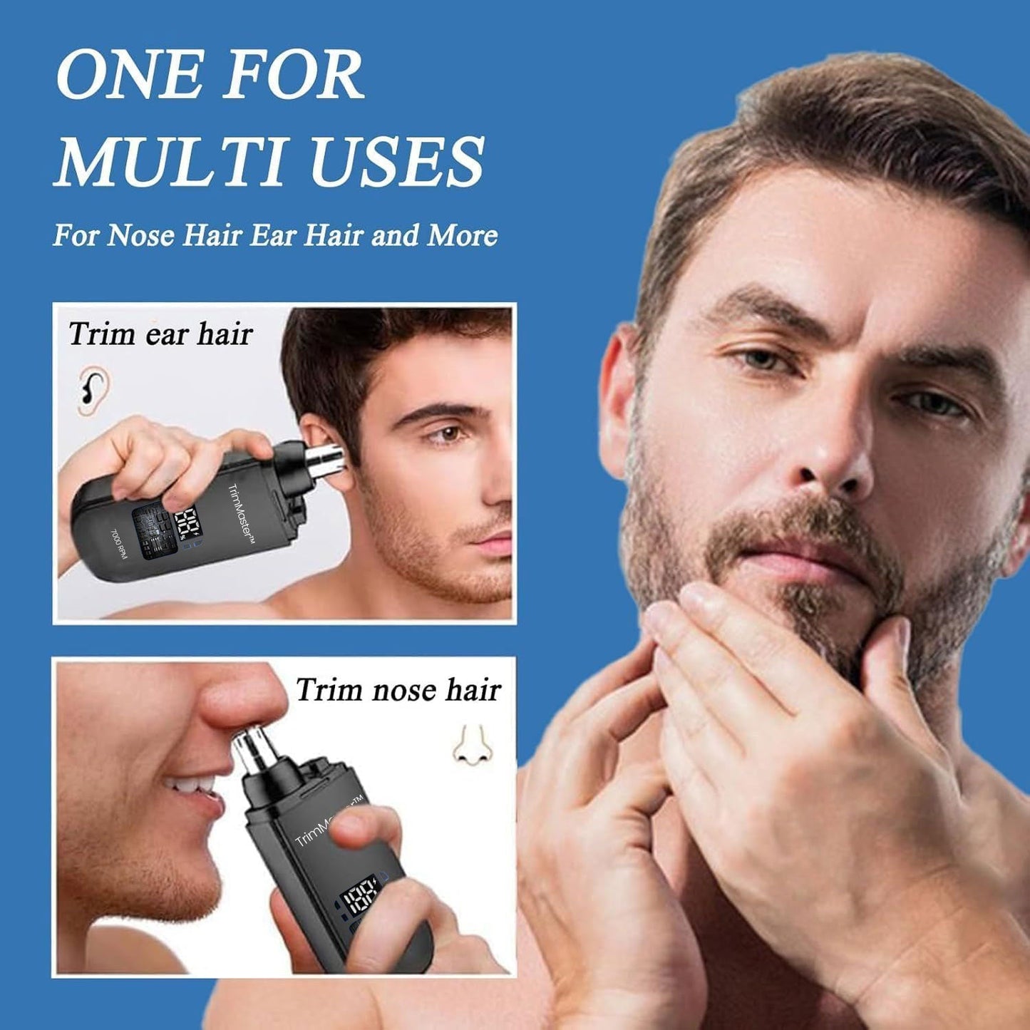 TrimMaster - Portable Ear & Nose Hair Trimmer with USB Cable | For Men & Women