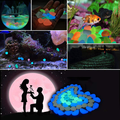 GLOWING STONE - Glow In Dark Garden Pebbles (Pack of 100 Pcs)