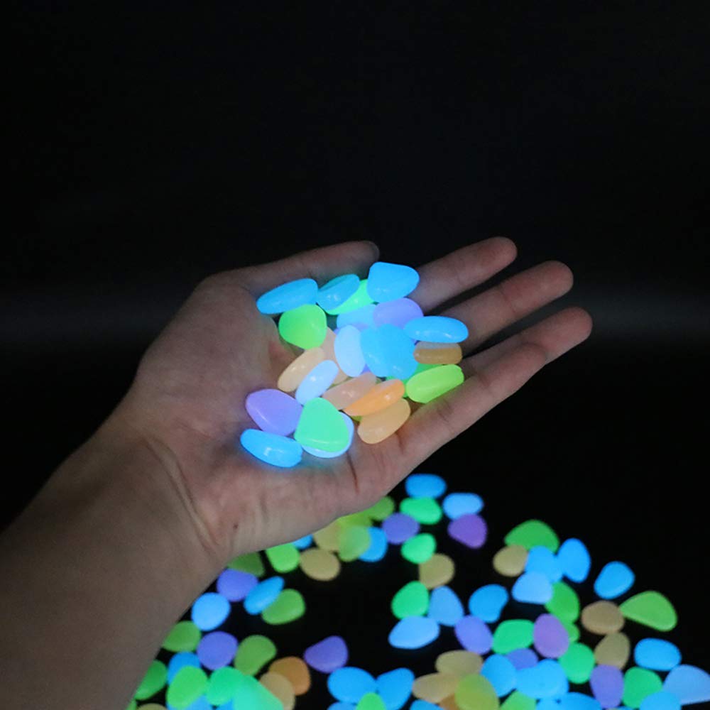 GLOWING STONE - Glow In Dark Garden Pebbles (Pack of 100 Pcs)