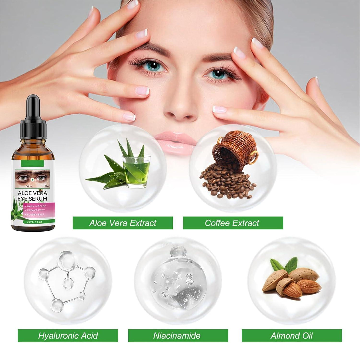 Aloe Vera Eye Serum (30ml) – ✨ Fades Eye Dark Circles, Wrinkles & Fine Line