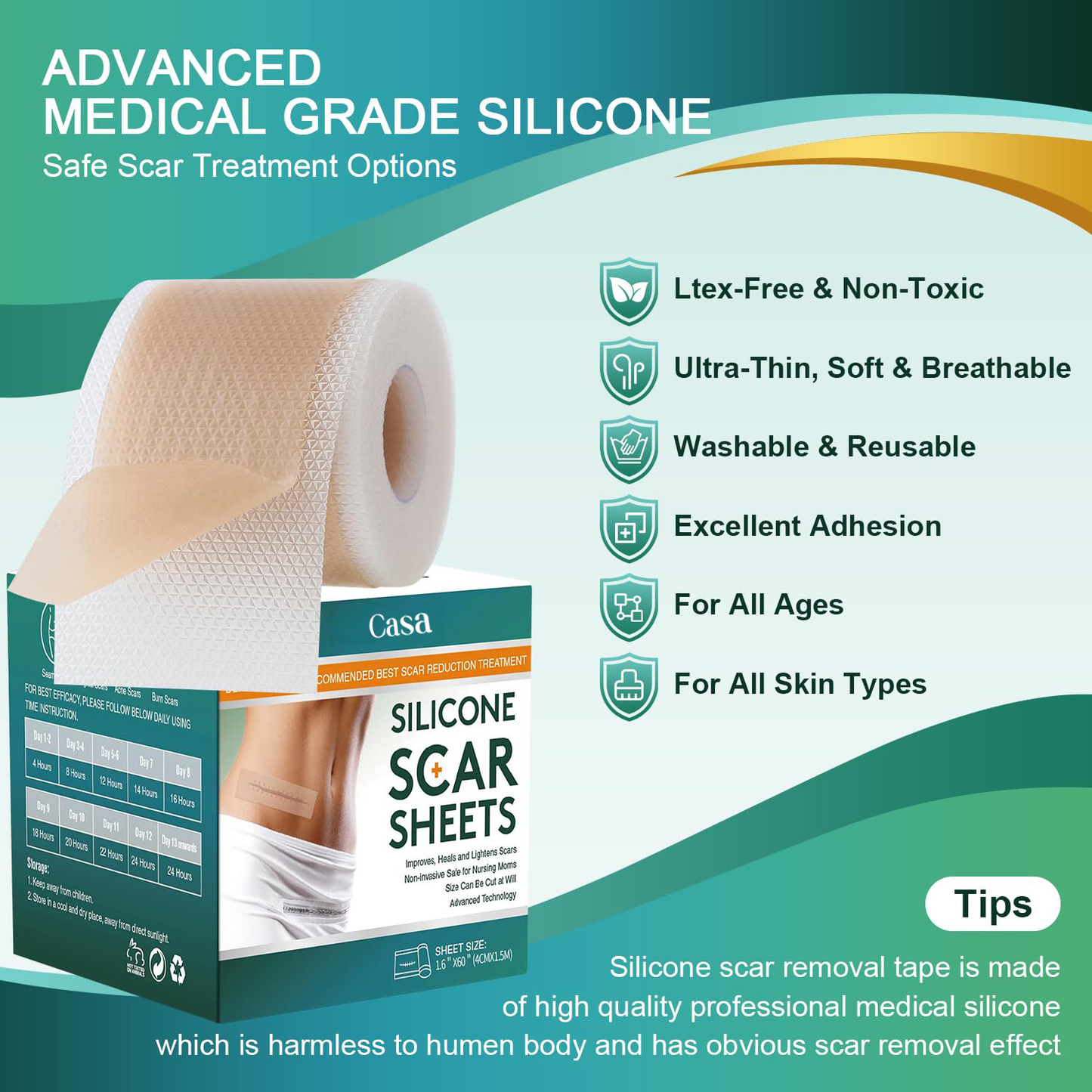 Silicone Scar Remover Tape for Acne & Wrinkles