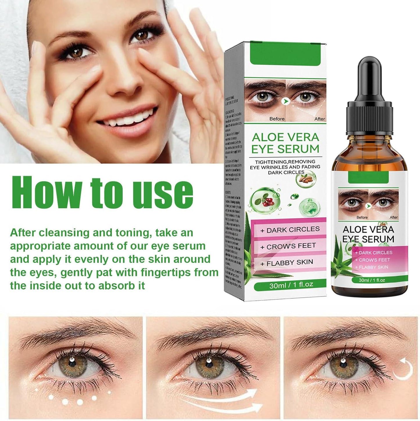 Aloe Vera Eye Serum (30ml) – ✨ Fades Eye Dark Circles, Wrinkles & Fine Line