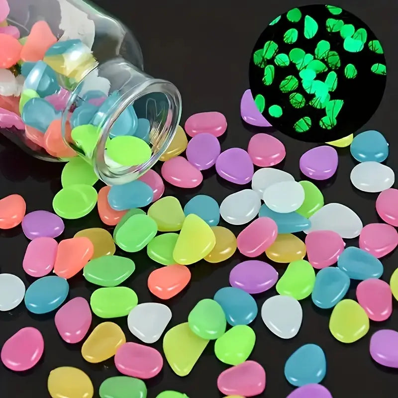 GLOWING STONE - Glow In Dark Garden Pebbles (Pack of 100 Pcs)